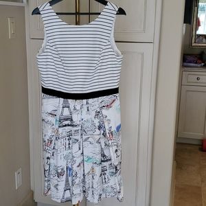Black and white dress with Paris motif